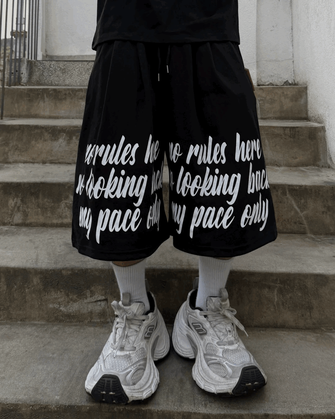 Letter Print Bermuda Athletic Shorts