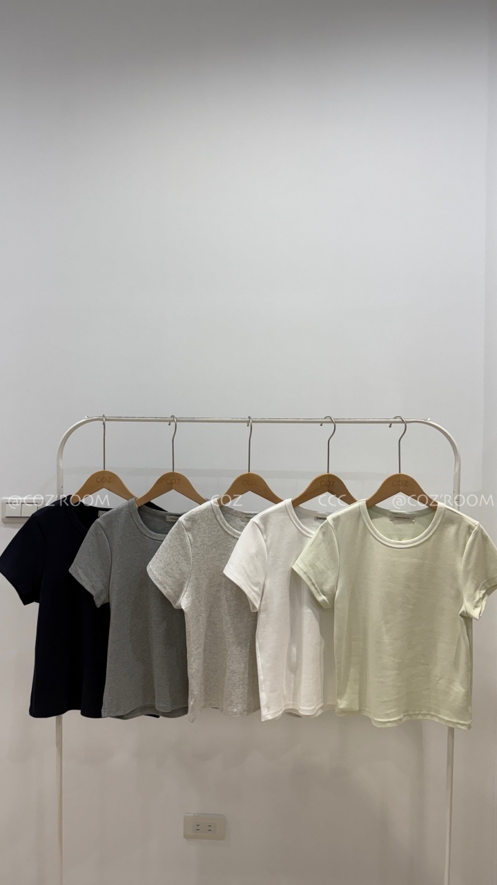 背後刺繡小英字微磨毛上衣Tee 5colors _1818