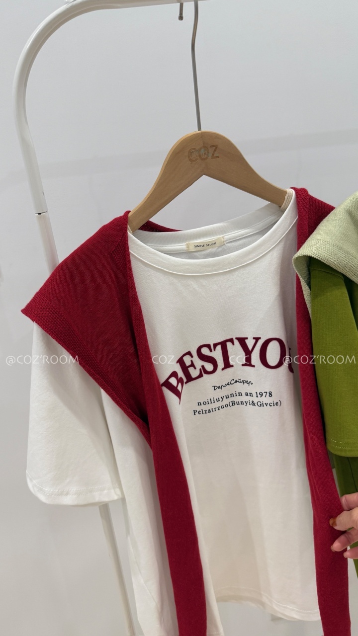 (1+1) Best You 植絨英字Tee+披巾 SET 3colors _5005