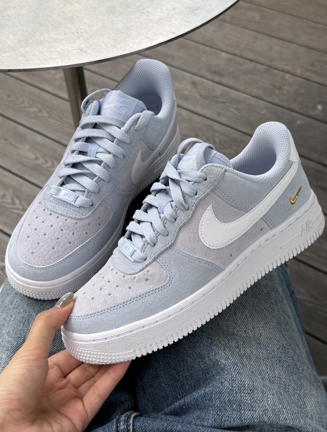 【預訂】NIKE AIR FORCE 1 小金剔麂皮霧藍-WOMEN
