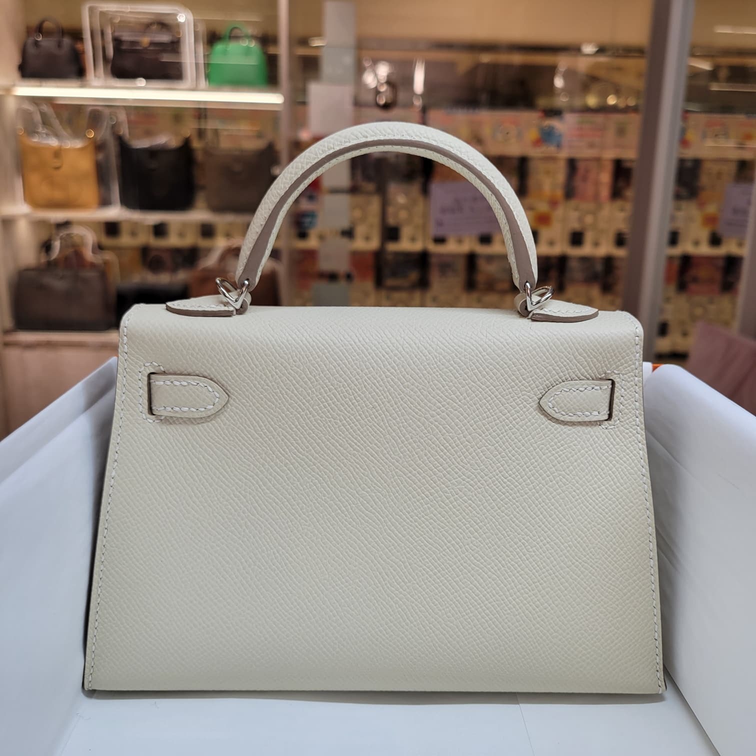 Mini Kelly II Craie CK Epsom 奶昔白銀扣