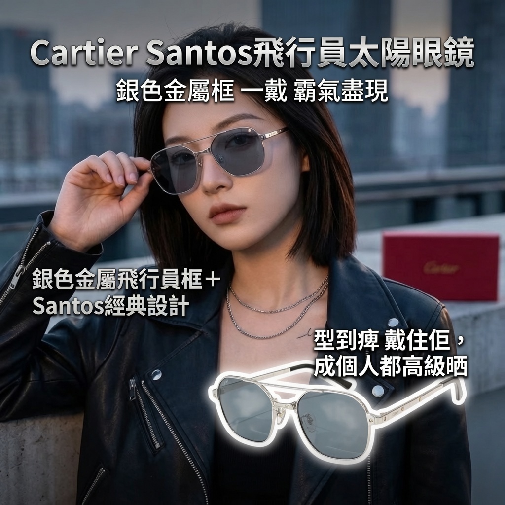 Cartier Santos飛行員太陽眼鏡