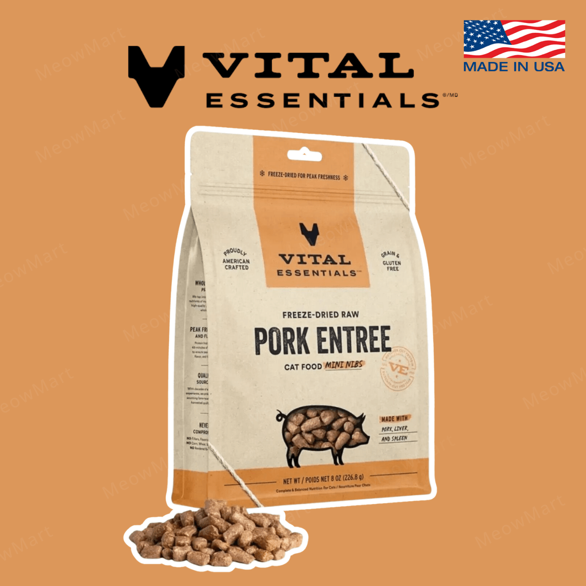 Vital Essentials 凍乾豬肉迷你肉粒 (8oz / 12oz)