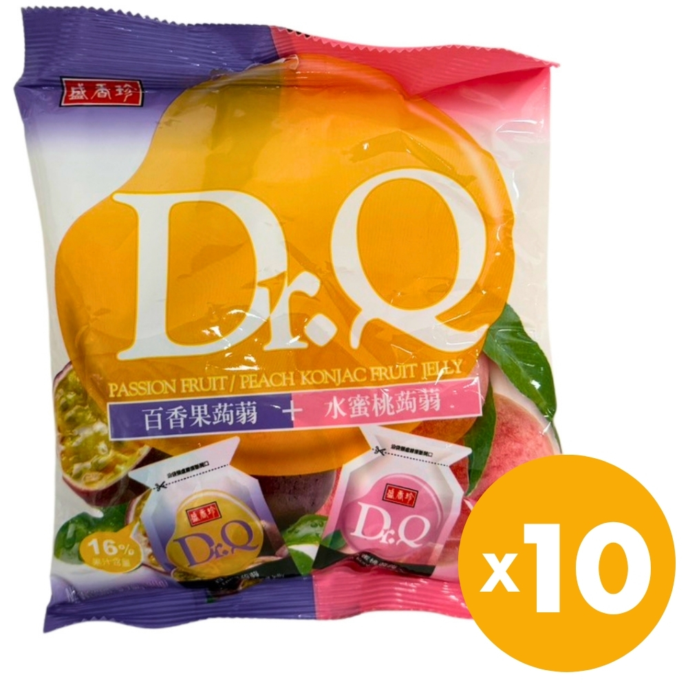 【短效品特價】(箱購)盛香珍 DR.Q雙味蒟蒻 百香果+水蜜桃口味 190g x 10包