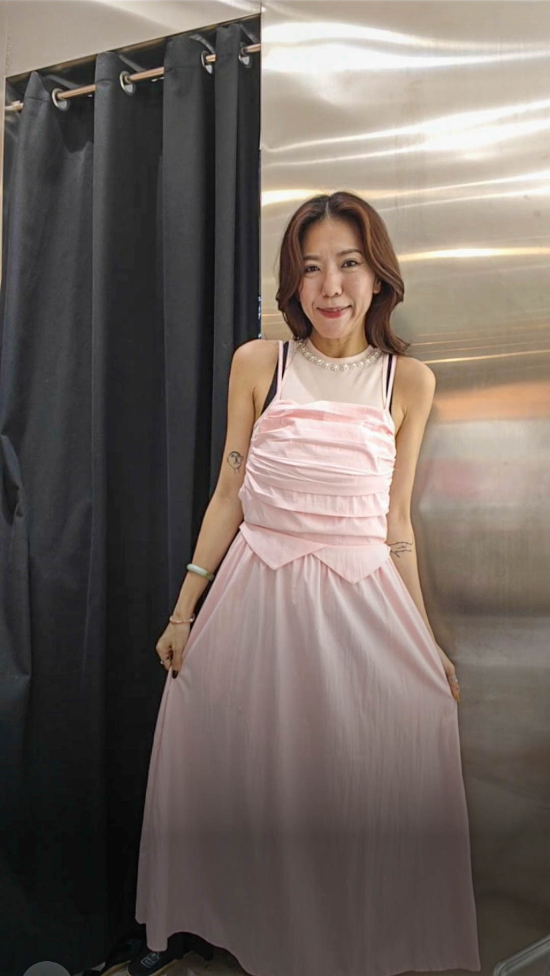 🎈K8707  ▶️細肩帶 胸前立體抓皺洋裝 👉B:cm W:72cm H:cm L:130cm