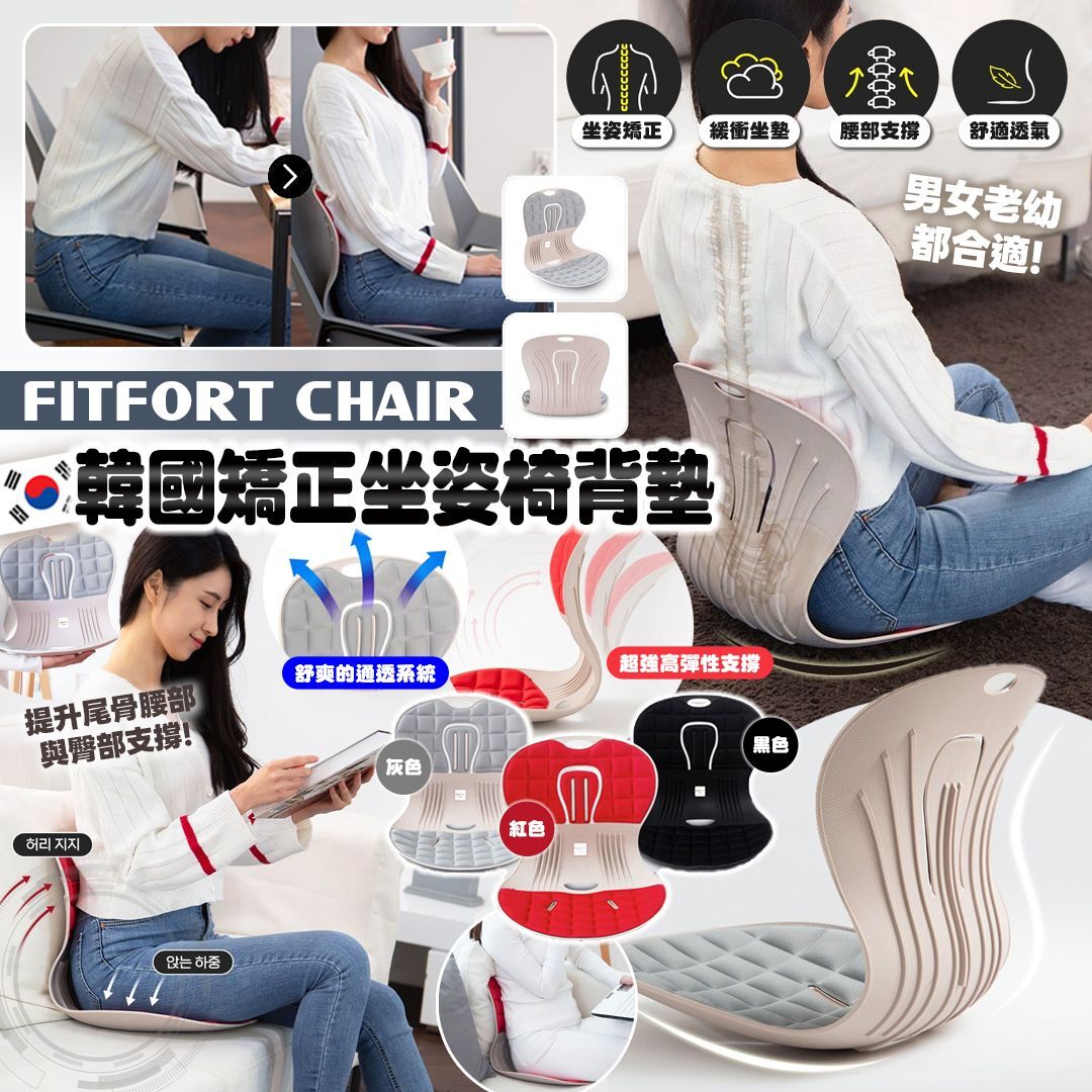 [D3259] [限量現貨] (K96前) 韓國 FITFORT Chair 矯正坐姿椅背墊