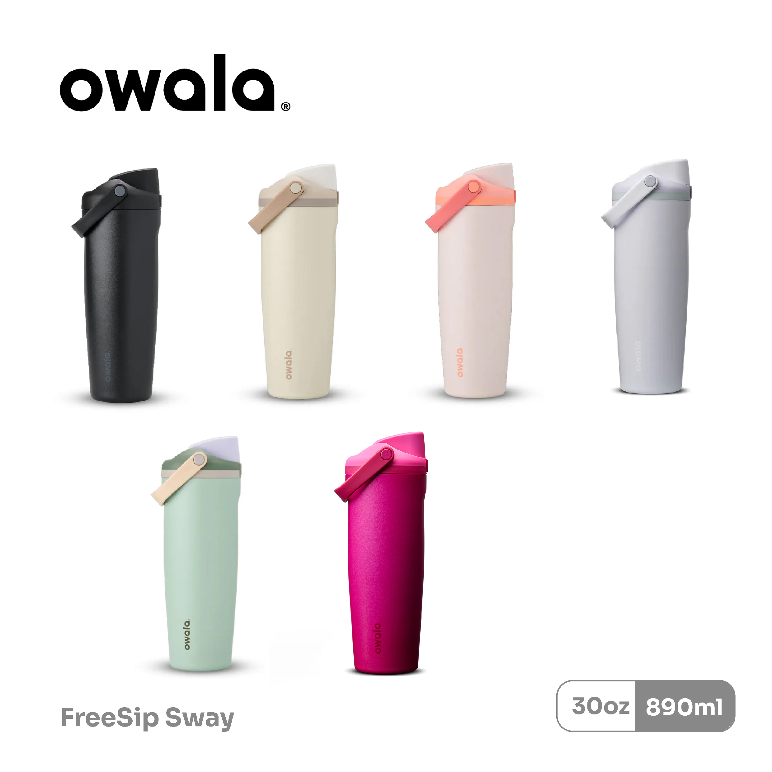 Owala® FreeSip Sway 890ml / 30oz 不鏽鋼 雙飲口吸管手提水壺