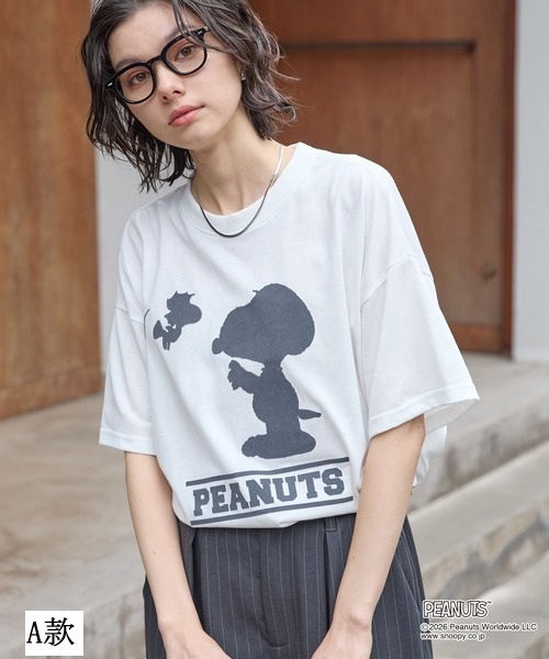 【預購】J060501 PEANUTS / SNOOPY 刺繡印花寬鬆短袖T恤