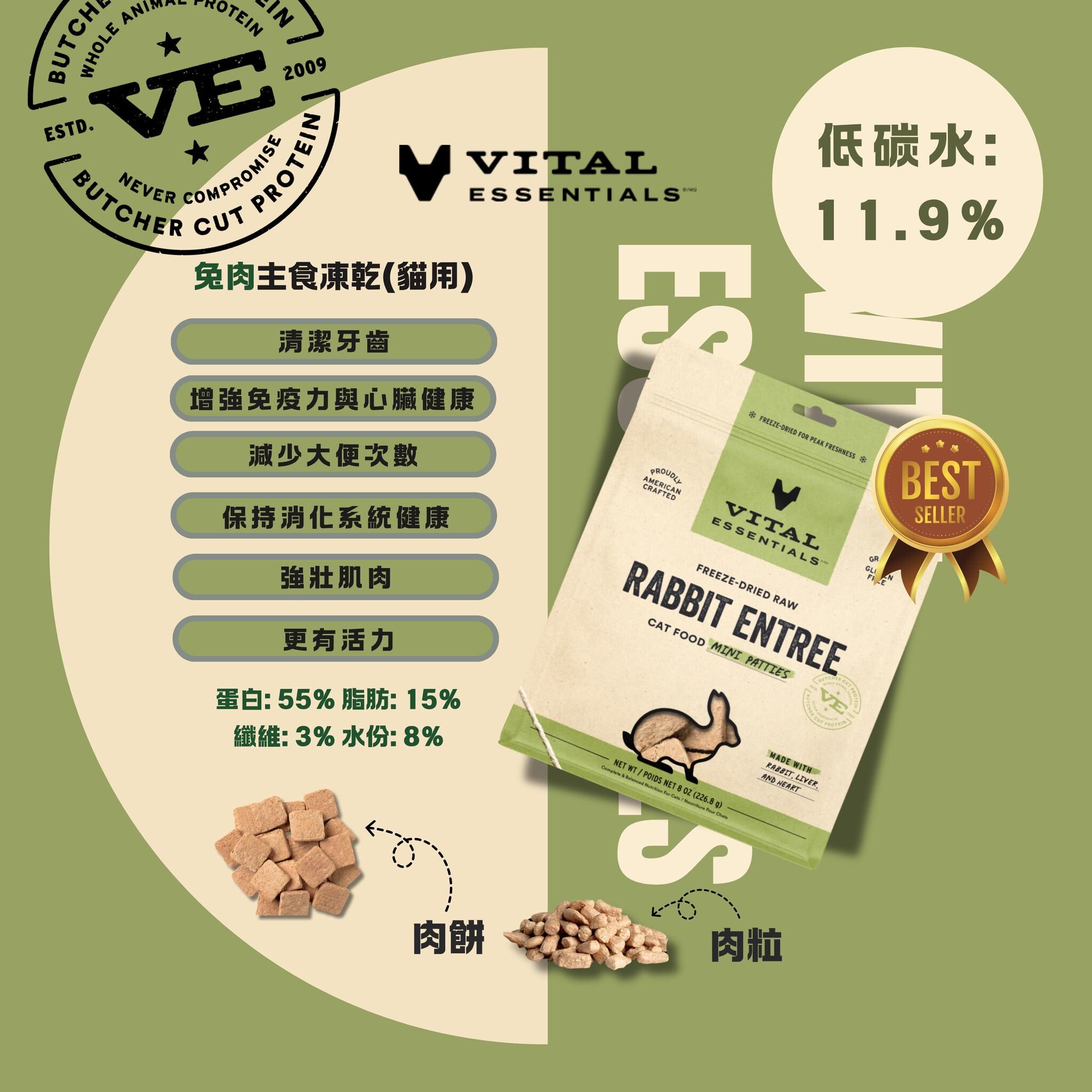 Vital Essentials 凍乾兔肉迷你肉粒 (8oz / 12oz)