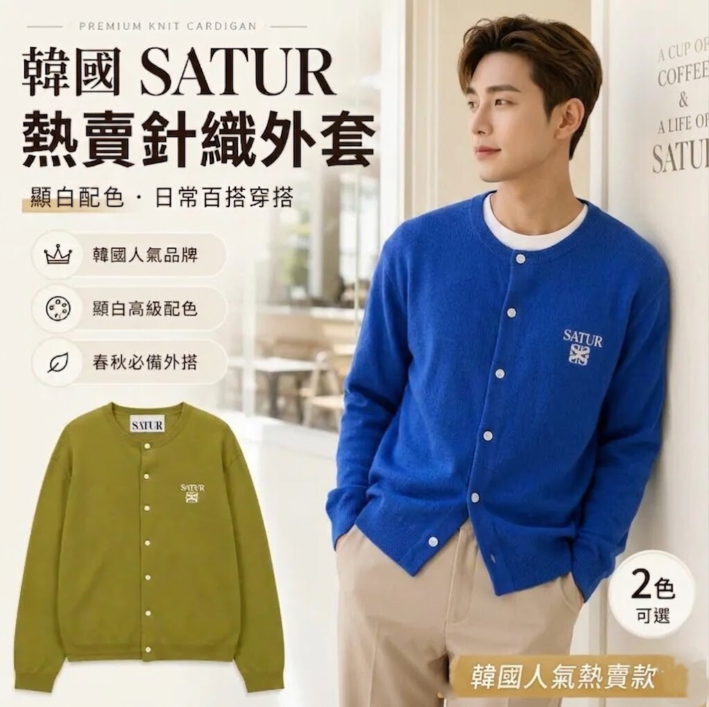 【直播】SATUR LX060407 男裝刺繡針織外套(SA261MKC06)