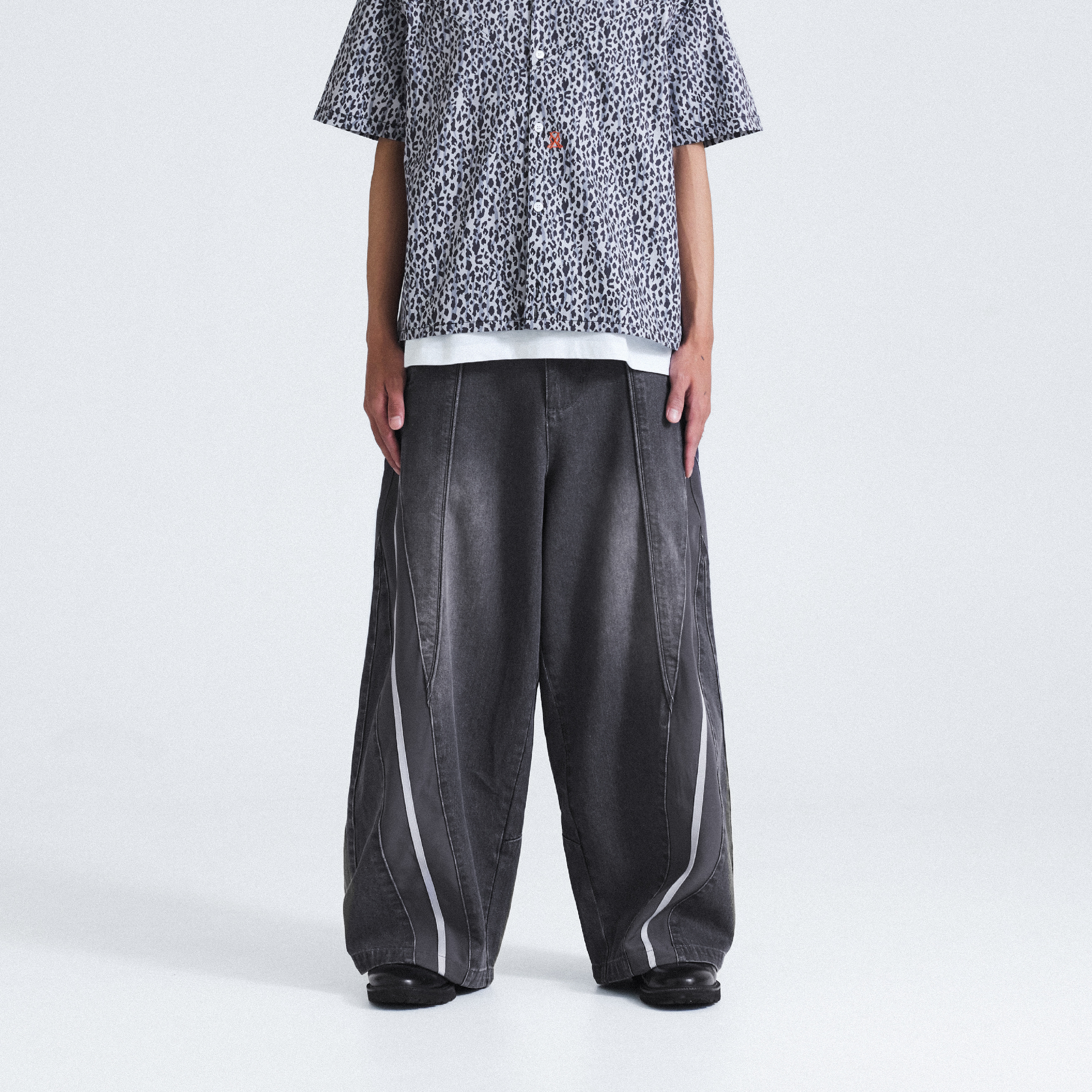 Wall Of Sound "TWIST" Wide Leg Track Pants - Denim