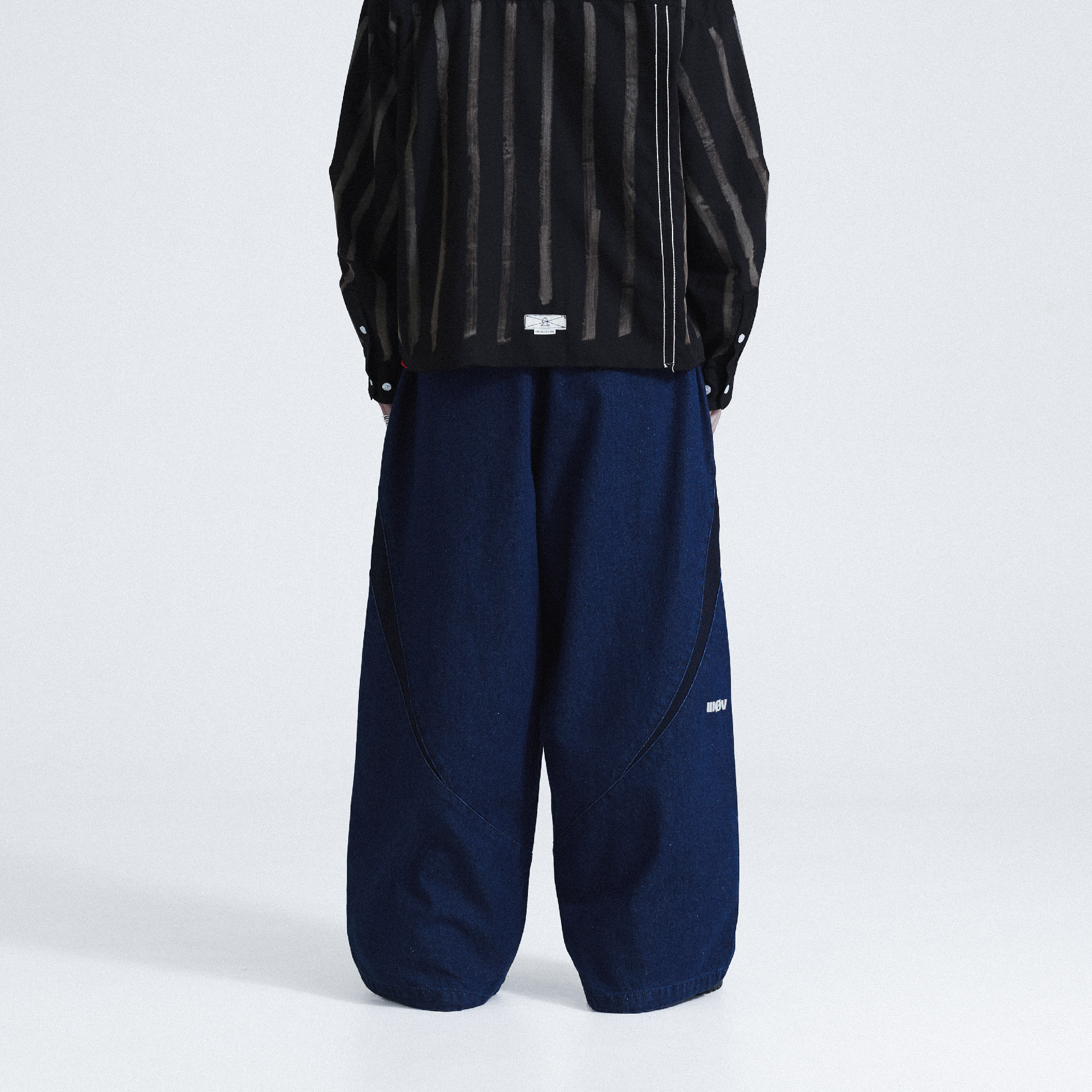 Wall Of Sound "TWIST" Wide Leg Track Pants - Denim