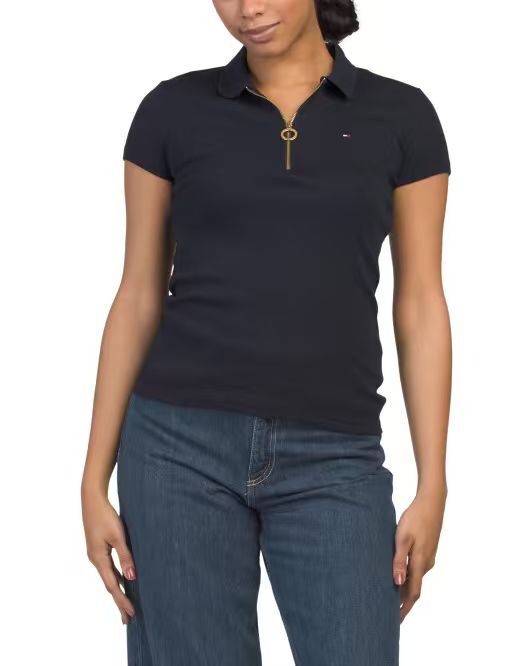 【預購】TOMMY HILFIGER H060515 女裝拉鍊領短袖上衣（深藍色）