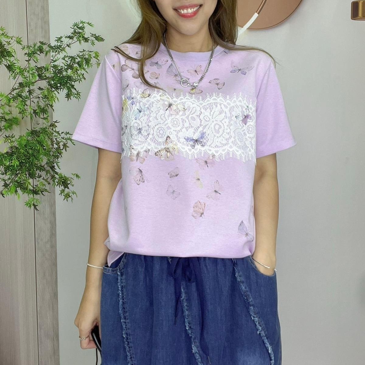Ogam牌子花圖拼lace top~171AE