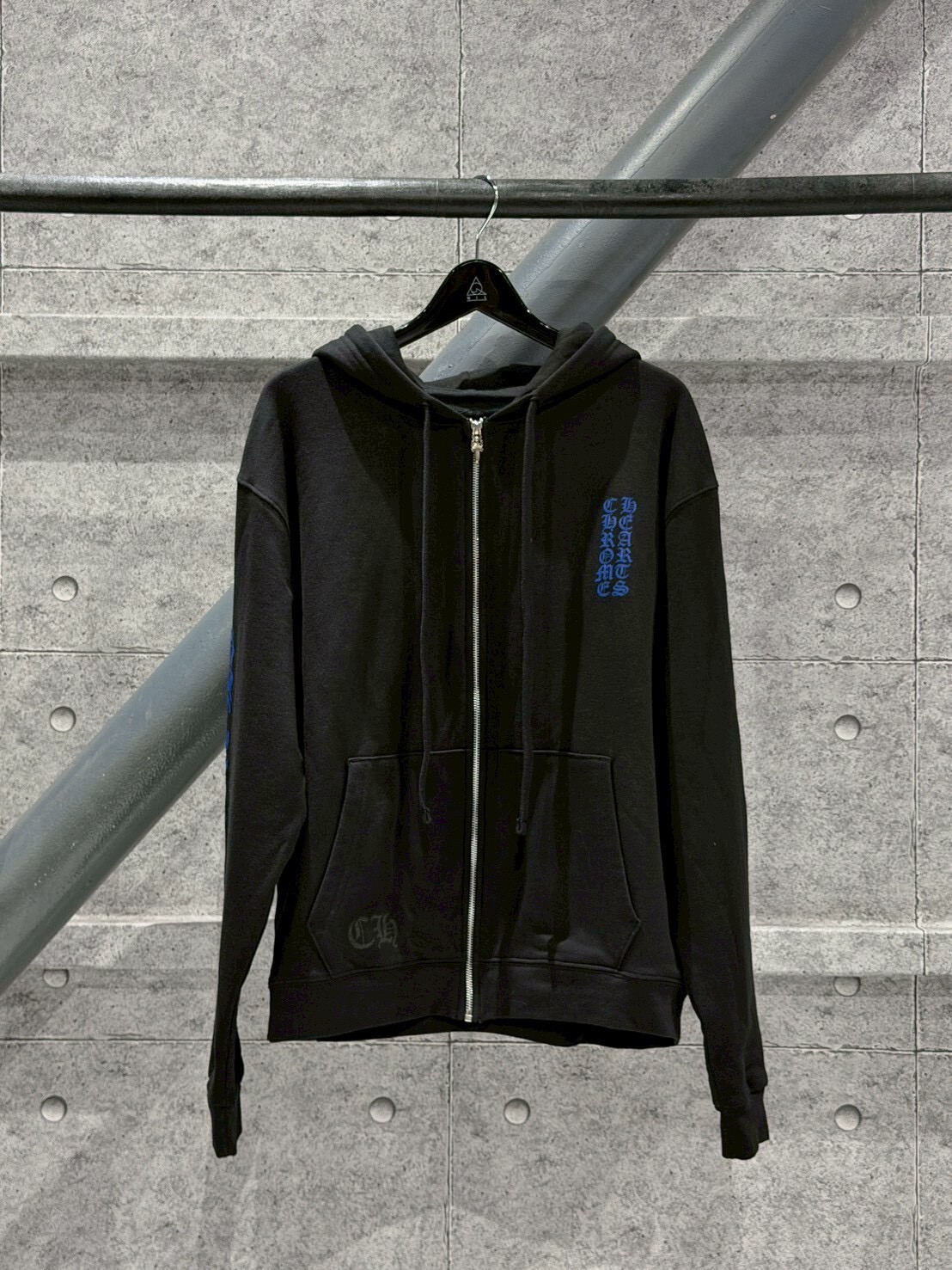 現貨 CHROME HEARTS 克羅心 稀少款 黑藍歌德Logo雙臂連帽外套