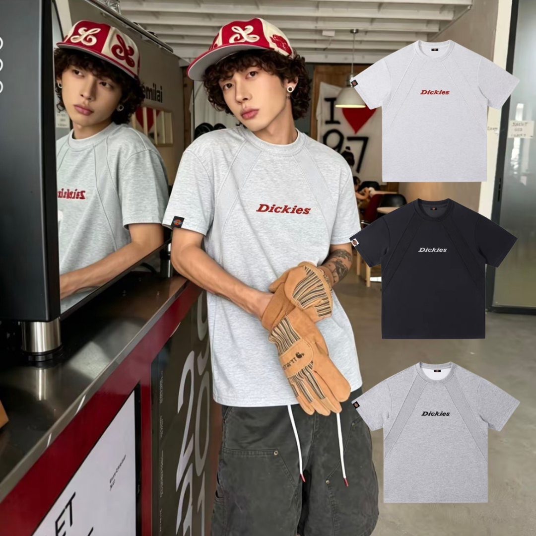 【官網限定】Dickies 厚磅 拼接 胸口字體 短T DKU262NKTJ29