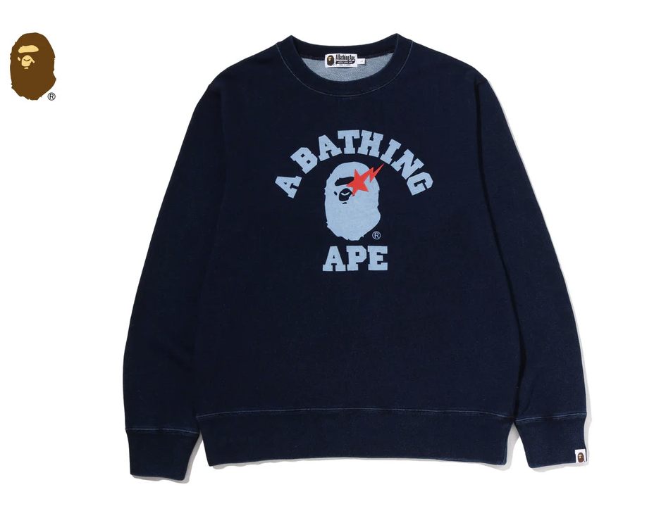 【BAPE男生】0606發售COLLEGE INDIGO CREWNECK SWEATSHIRTS