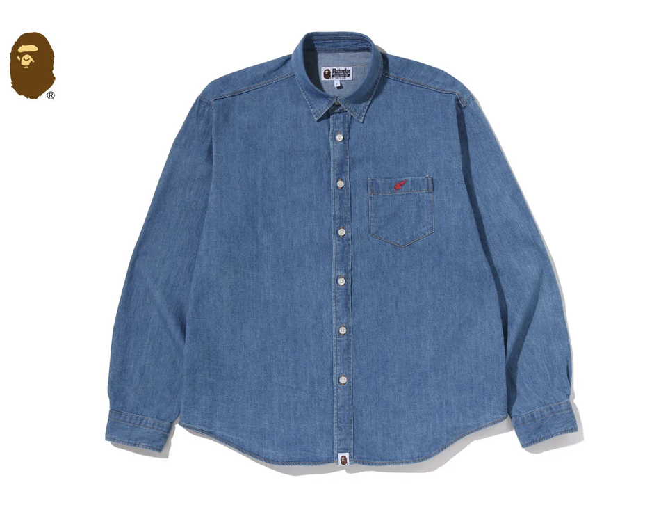 【BAPE男生】0606發售 寬版 APE HEAD RELAXED FIT DENIM SHIRTS