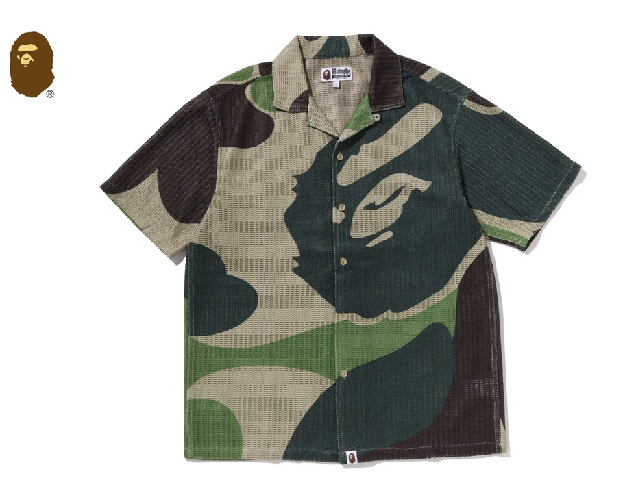 【BAPE男生】0606發售 寬版 MEGA ABC CAMO MESH SHIRT