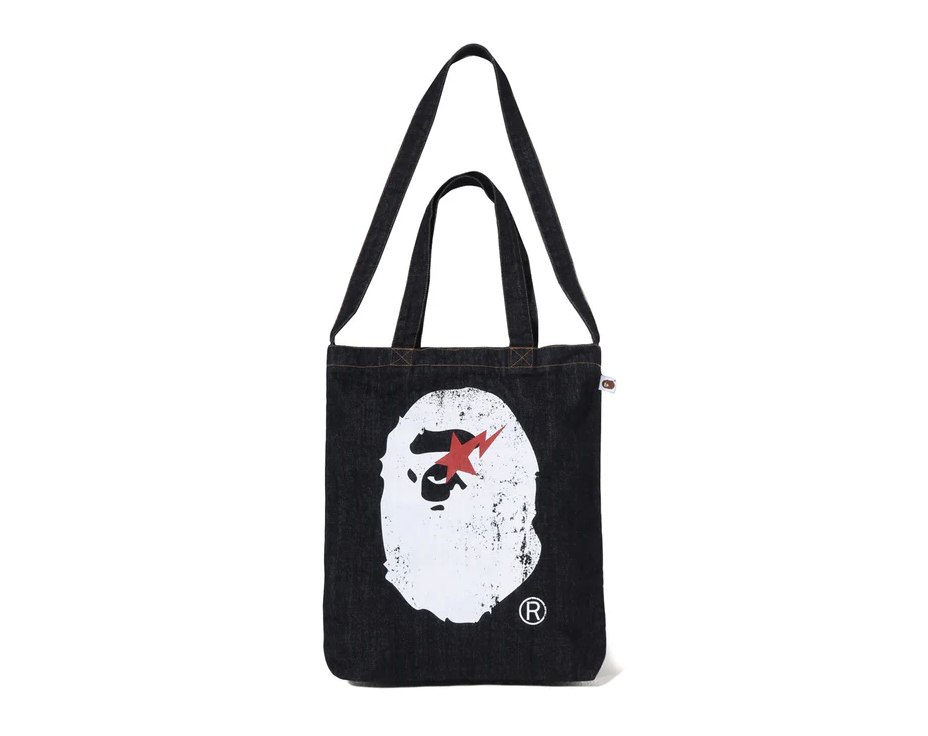 【BAPE配件】0606發售APE HEAD DENIM 2WAY TOTE BAG