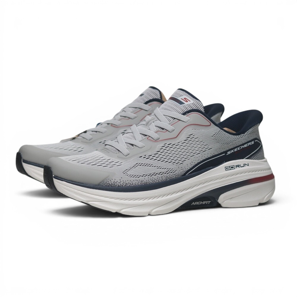 SKECHERS 慢跑鞋 MAX CUSHIONING 灰藍 免鞋帶 足弓 瞬穿 男 220553GYNV