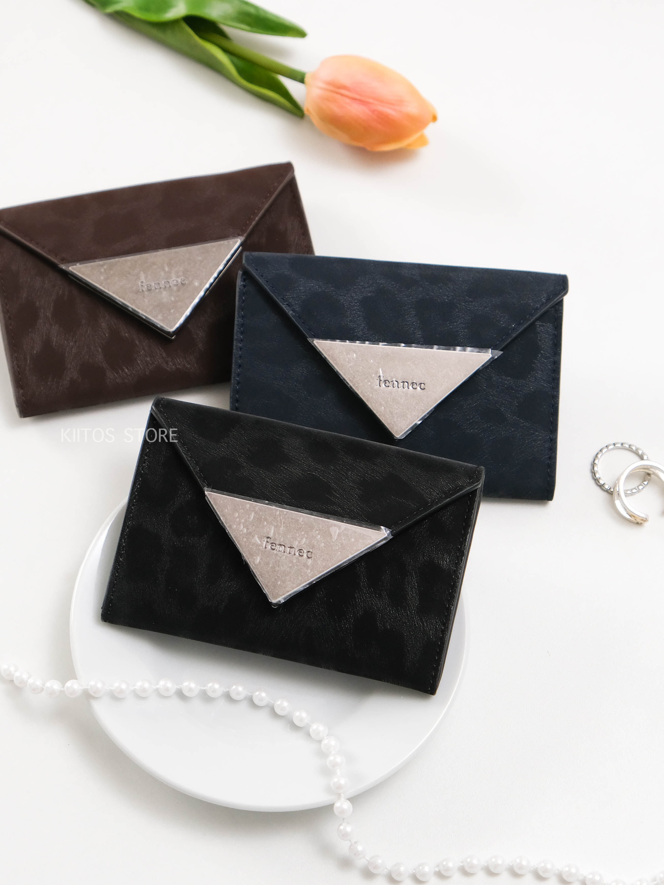 【現貨】韓國代購 Fennec LEOPARD 豹紋系列 TRIANGLE NAME POCKET 秋冬新款 錢包 短夾