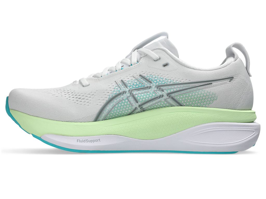 ASICS 慢跑鞋 GEL-KAYANO 33 白綠 2E寬楦 支撐 輕量跑鞋 男 1011C227100