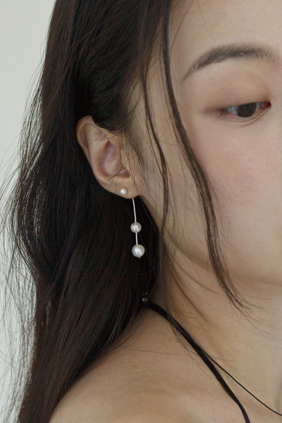 MONDAY EDITION  [MJXME] DROP PEARL STRING EARRINGS MWER250203WH
