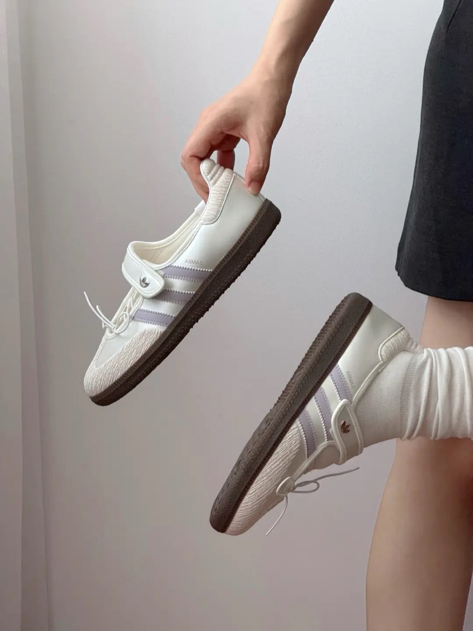 ADIDAS SAMBA JANE 奶油薰衣草 紫色 珠光銀 灰銀 奶油白 異材質 拼接 瑪莉珍鞋 涼鞋 女鞋 LB8627 / 調貨
