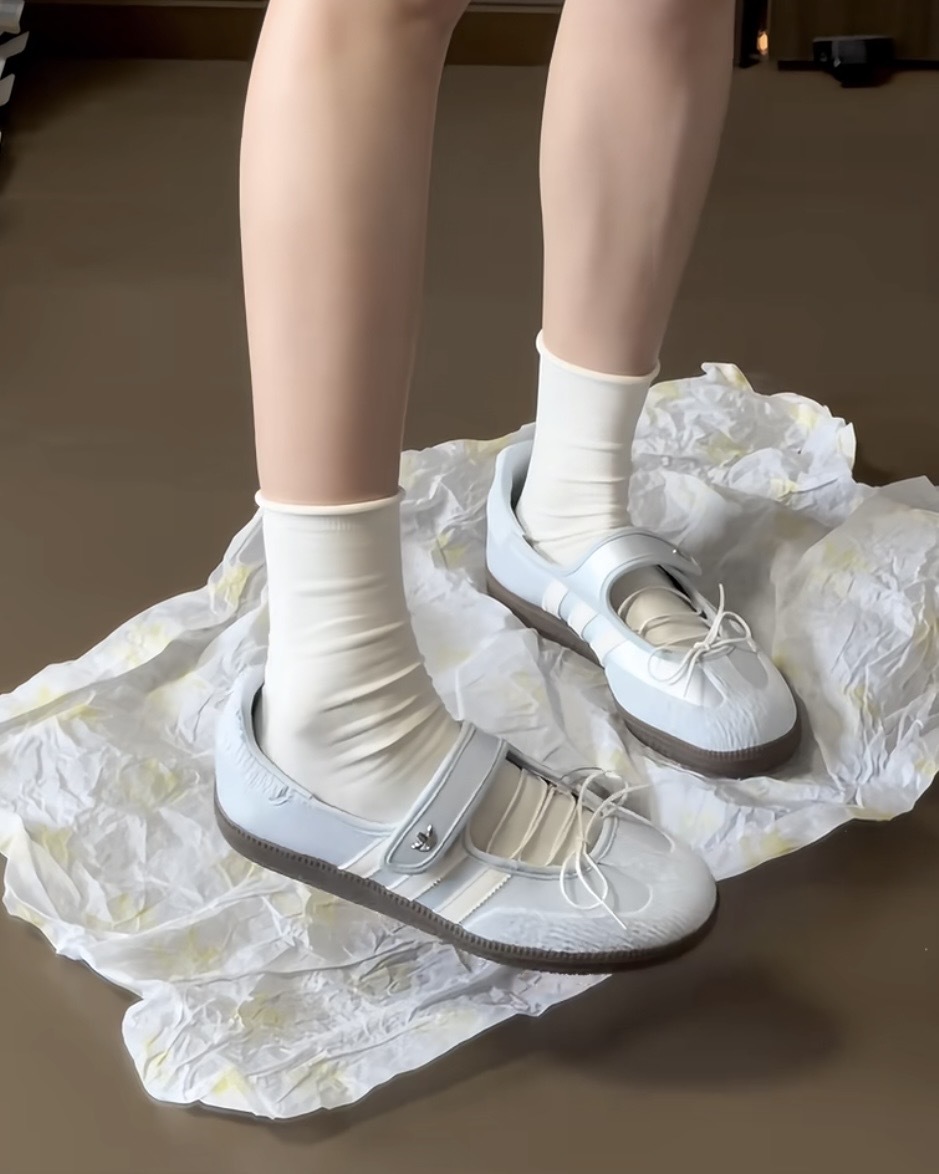 ADIDAS SAMBA JANE 灰藍奶油 珠光銀 灰銀 奶油白 異材質 拼接 瑪莉珍鞋 涼鞋 女鞋 LB8628 / 調貨