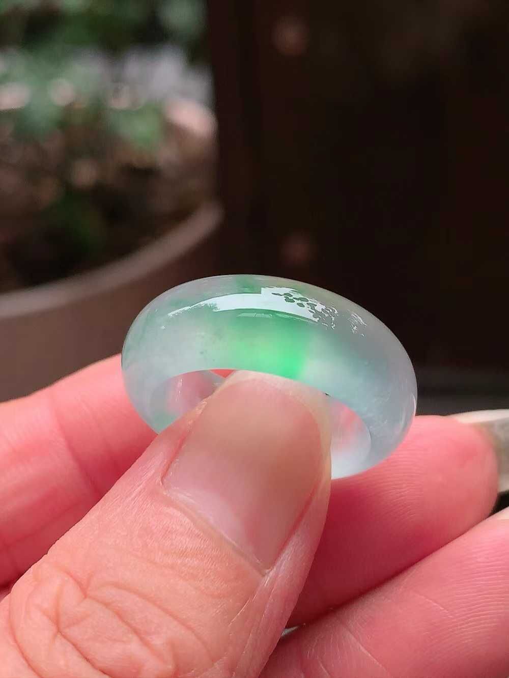 翡翠高冰飄綠戒指 (圈口 14號),天然翡翠A玉, 緬甸玉, Jade, Jadeite