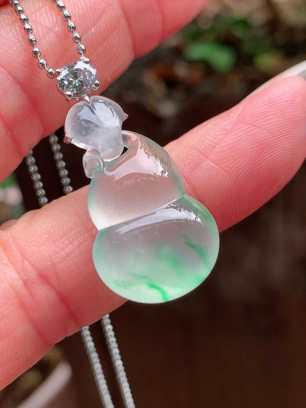 翡翠高冰葫蘆吊墜,天然翡翠A玉, 緬甸玉, Jade, Jadeite