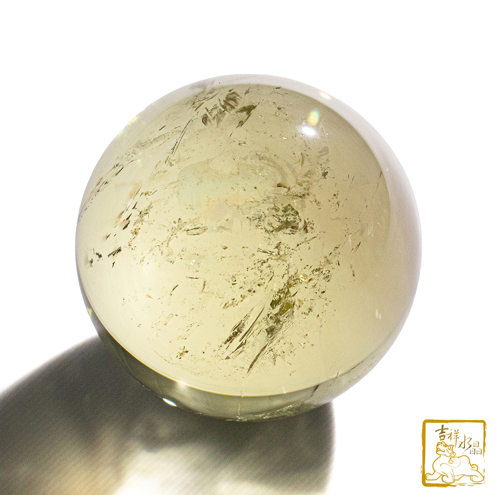 黃水晶球 4.1cm 爆彩彩虹光