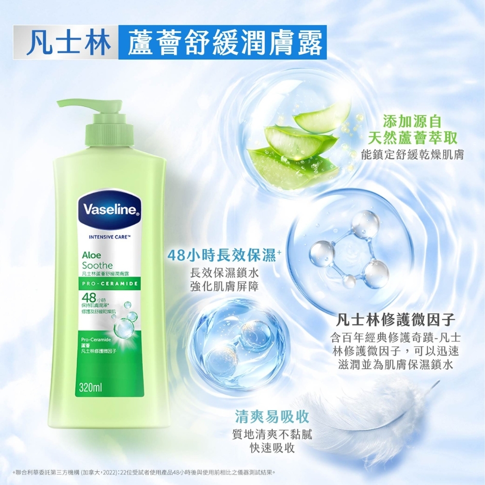 (箱購)凡士林潤膚露-蘆薈舒緩320MLx12瓶