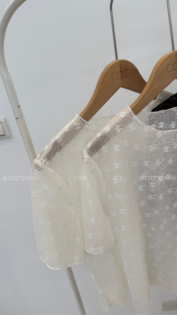 小花花透膚打底上衣 3colors _9906-5