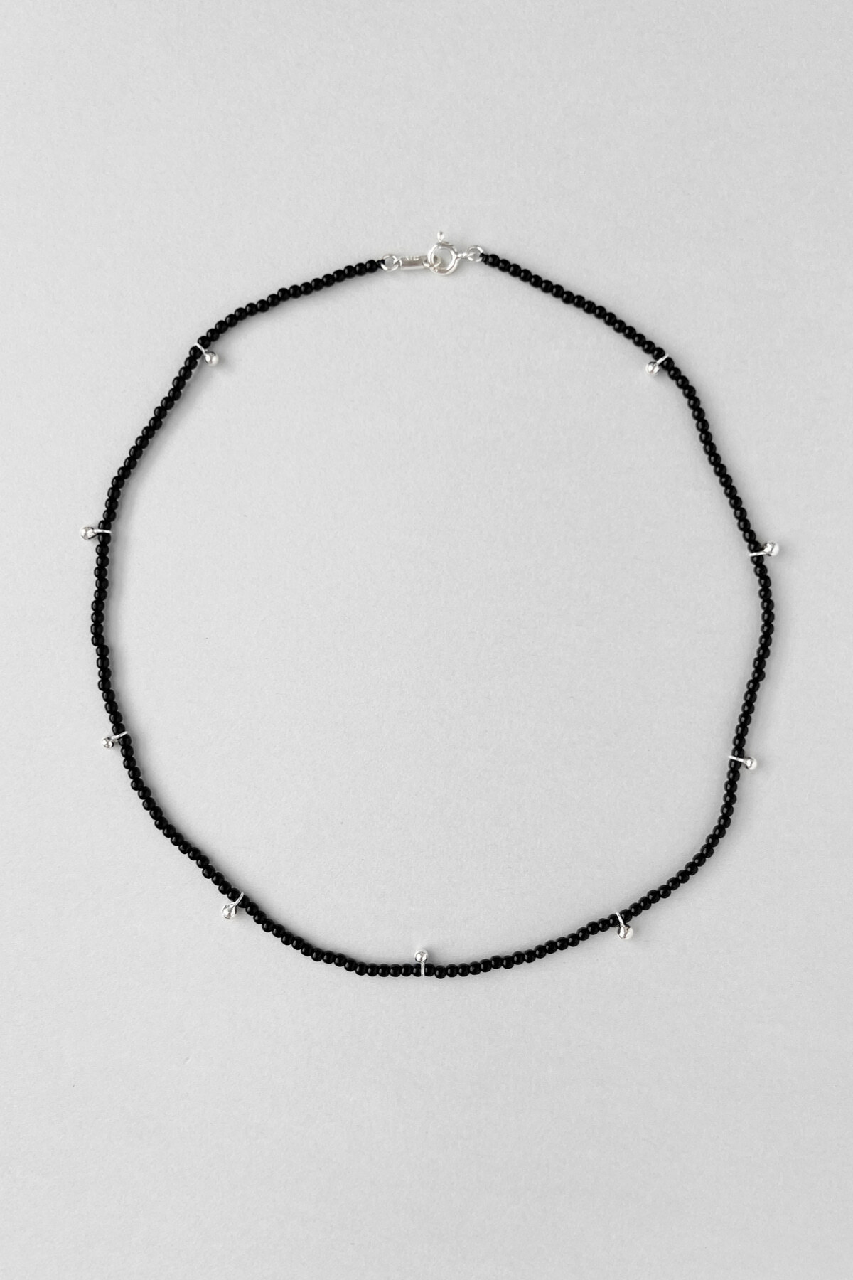 MONDAY EDITION DOT DOT SILVER BALL NECKLACE BLACK MWNL250511BK