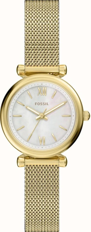 萬年鐘錶 - Fossil   Carlie 璀璨珠白質感金色不鏽鋼米蘭帶女錶 ES5462 錶徑28MM