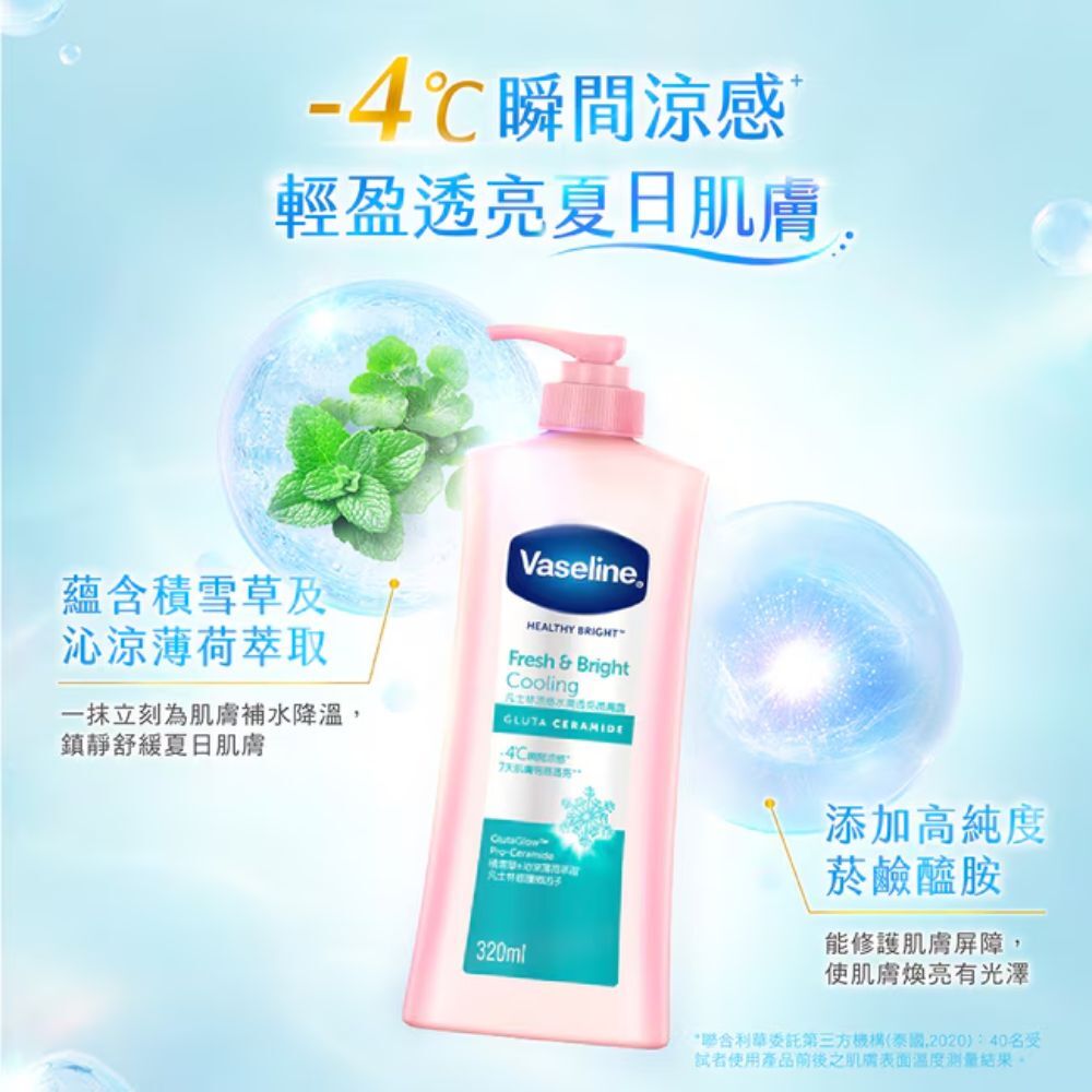 (箱購)凡士林潤膚露-涼感水潤透亮320MLx12瓶