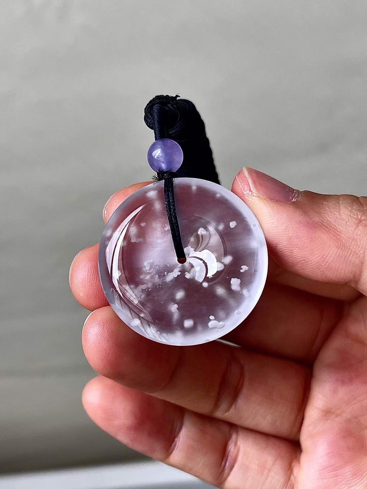 5205565 翡翠玻璃種雪花棉平安扣吊墜 (29mm直徑)