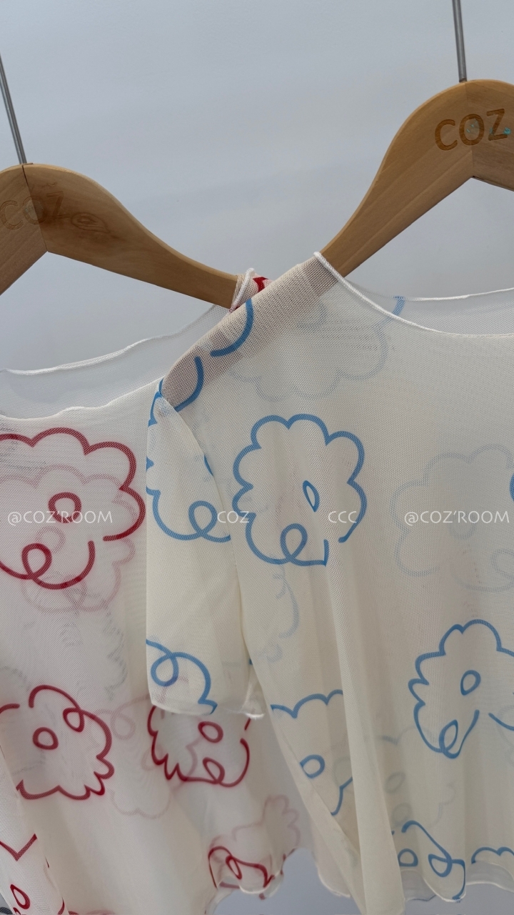 (3件5折) 花花花圓領打底上衣 4colors _9906