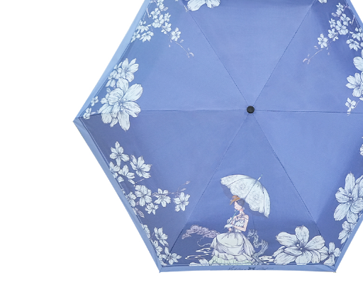 Hepburn Cat France H1122 新中式立春插畫三摺碳纖維黑膠傘