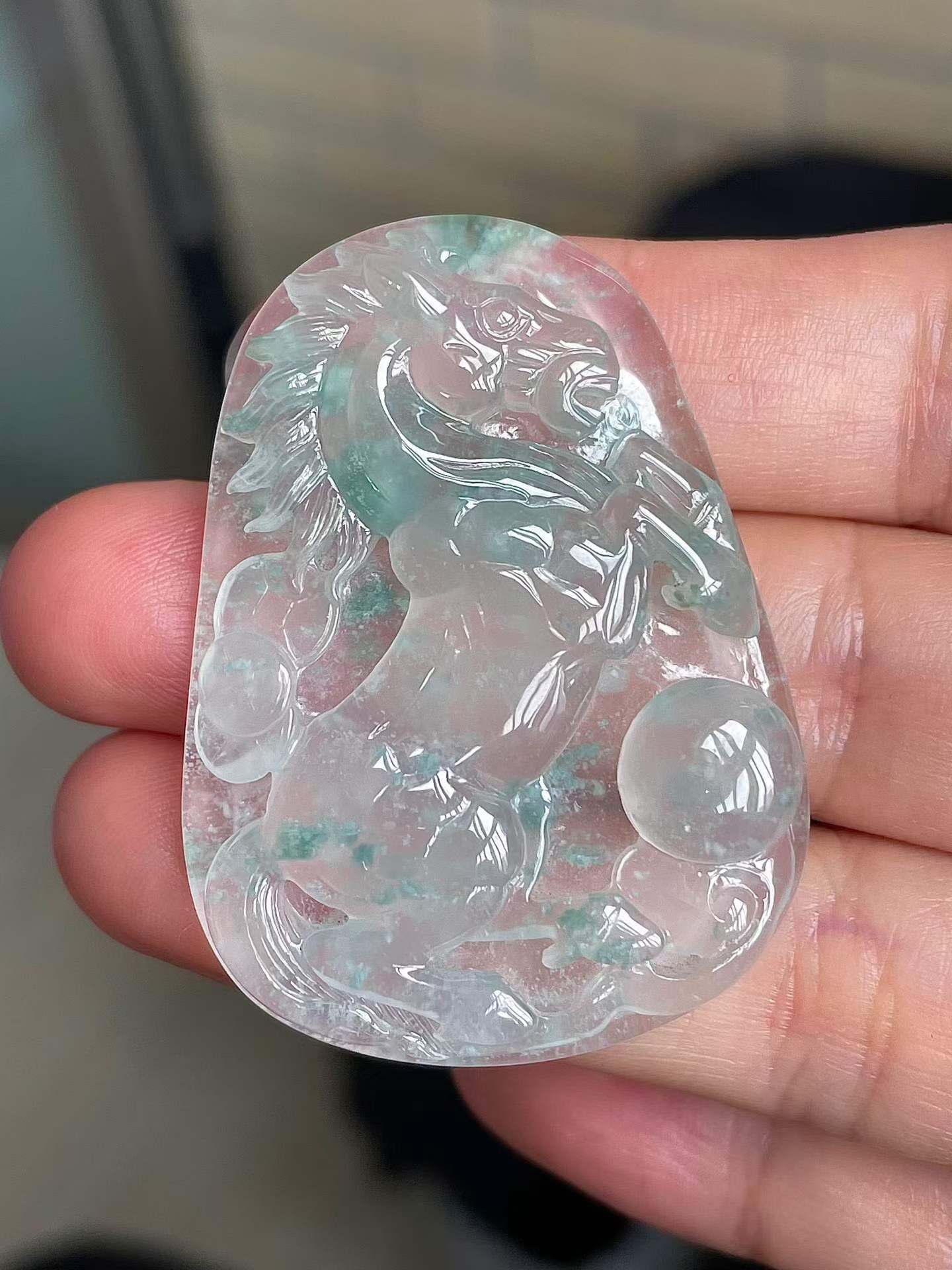 翡翠冰種飄花馬牌,天然翡翠A玉, 緬甸玉, Jade, Jadeite