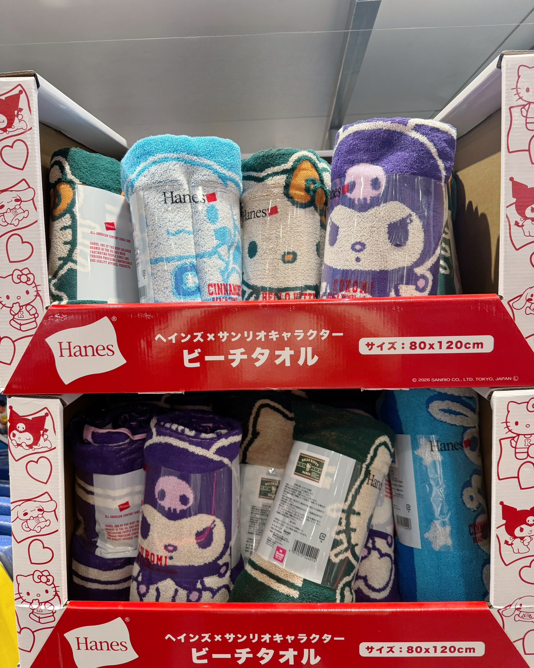【日本限時連線代購】Hanes × 三麗鷗正版聯名 大尺寸 海灘巾 運動大浴巾 三色