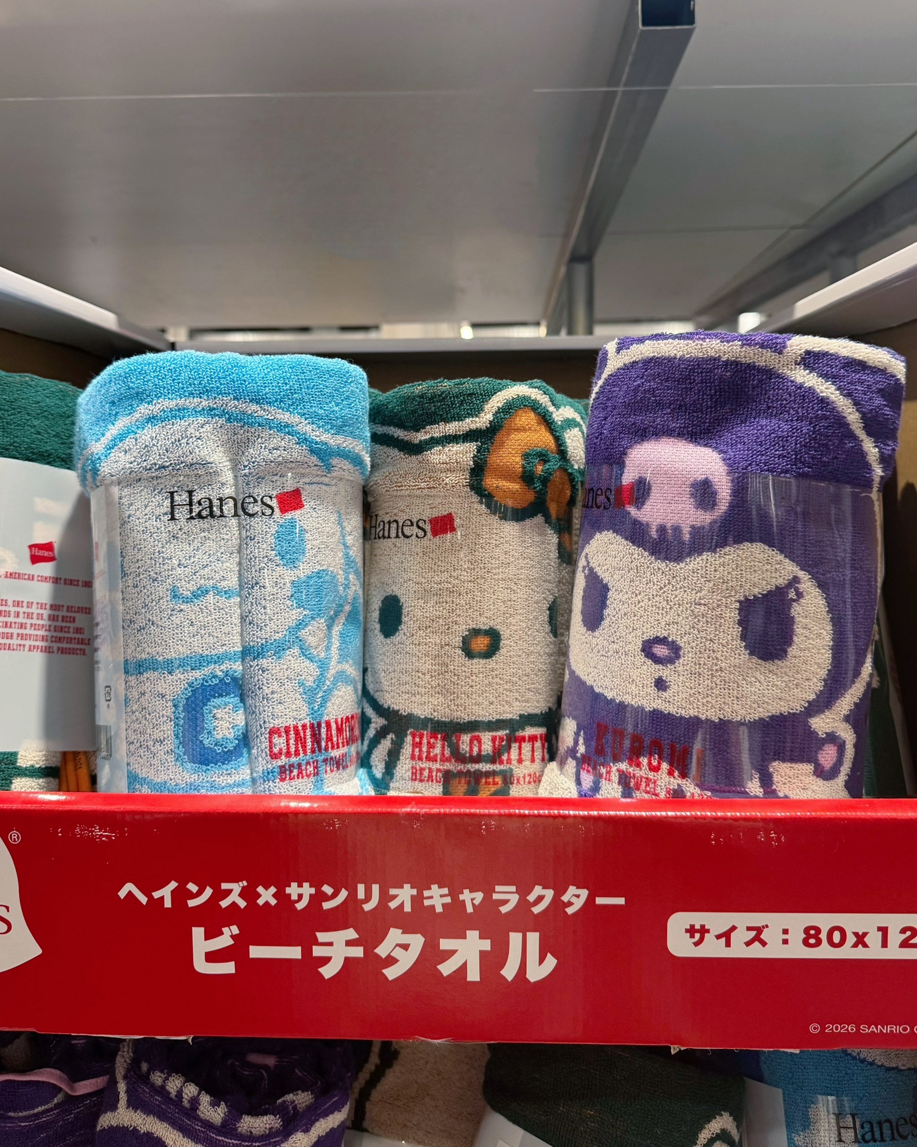 【日本限時連線代購】Hanes × 三麗鷗正版聯名 大尺寸 海灘巾 運動大浴巾 三色