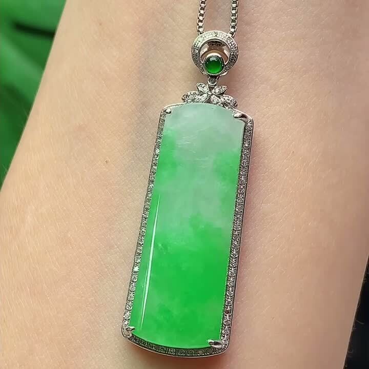 翡翠飄綠無事牌,天然翡翠A玉, 緬甸玉, Jade, Jadeite