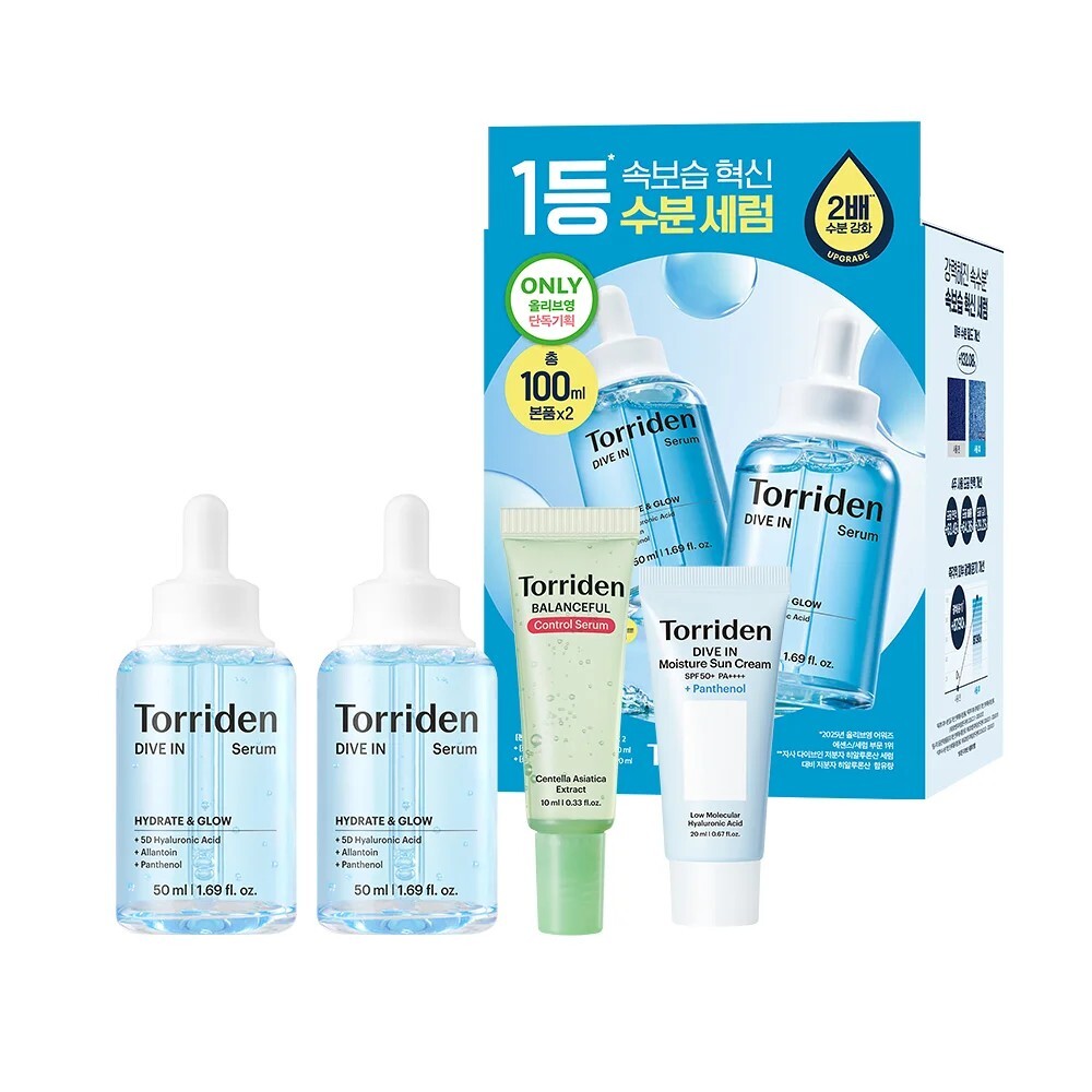 Torriden 5D透明質酸精華液 50ml雙瓶套裝（+平衡精華液 20ml+保濕防曬霜 20ml）