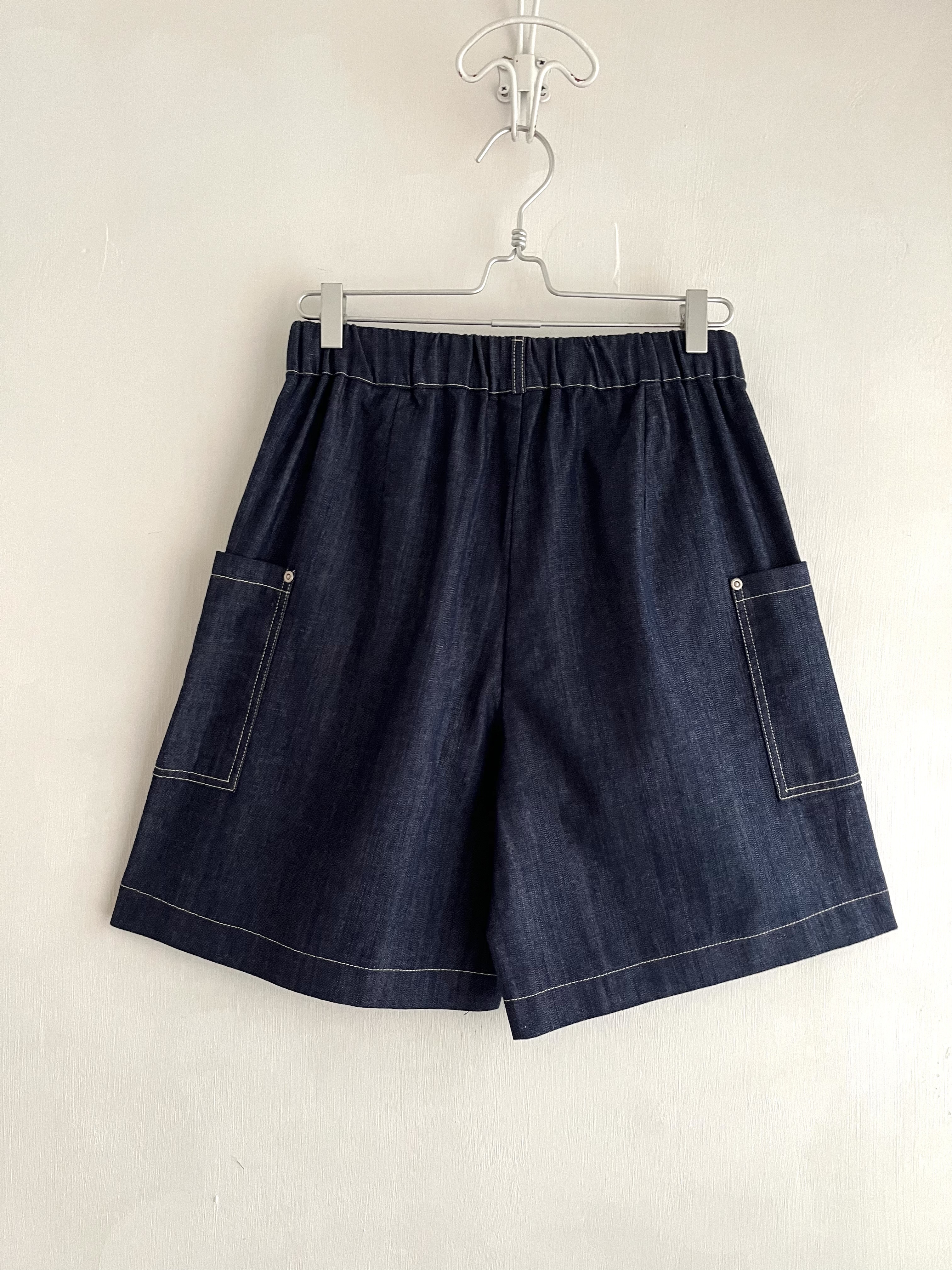韓國製PURE DENIM藍色半橡筋牛仔短褲