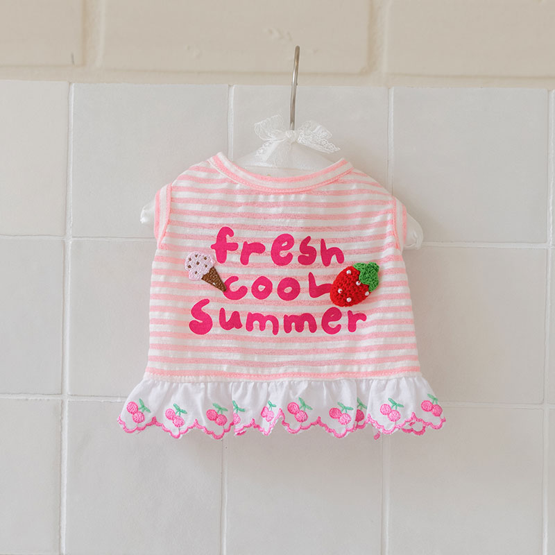 Fresh Cool Summer Top｜夏季草莓冰淇淋短條紋上衣 It’s