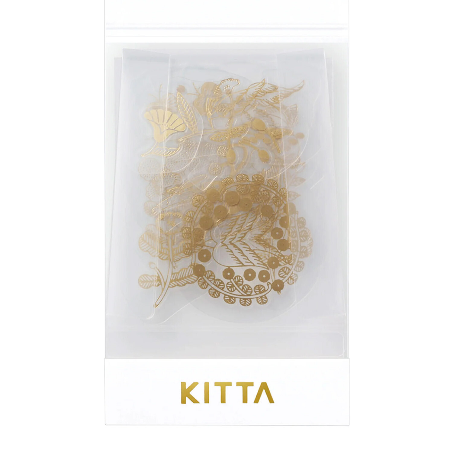 KING JIM／KITTA隨身攜帶紙膠帶 單張貼紙金箔款／閃耀花朵
