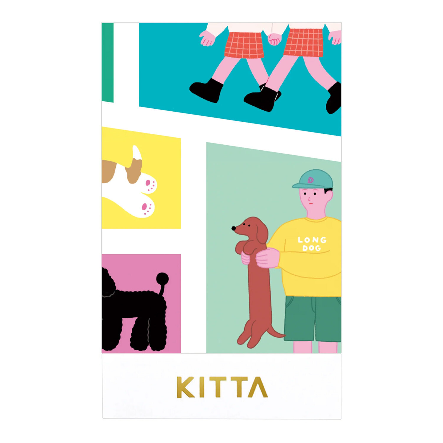 KING JIM／KITTA隨身攜帶紙膠帶 燙金郵票貼紙／小狗
